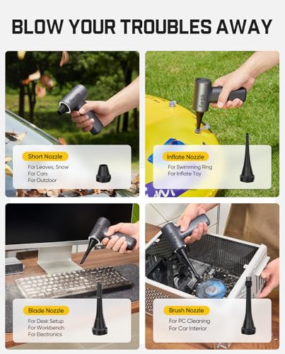 Fanttik B10 Pro Electric Air Duster (Sliver) | 110,000RPM Brushless Motor, One-Tap Booster, 3-Speed Adjustable Control for PC, Keyboard & Electronics - color: Silver