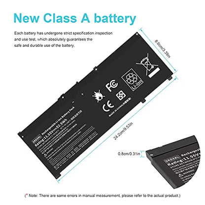 52Wh 11.55V SR03XL SR04XL TPN-Q194 Battery for Hp Pavilion 15-CX Envy X360 15-CN 15-CP 17-BW L08855-855 L08934-2C1 917678-2B1 L08934-1B1 L08934-2B1 HSTNN-IB8L HSTNN-DB8Q SR03052XL TPN-C133 TPN-C134 - size: 9.53*3.39*0.31inch