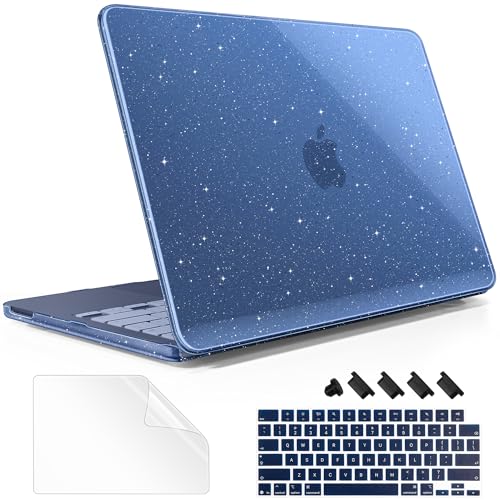 May Chen Compatible with MacBook Neo 13 inch Case 2026 Model A3404, Plastic Hard Shell,Keyboard Cover,Screen Protector,Dust Plug, for MacBook Neo 13" with A18 Pro Chip, Glitter Indigo - color: Glitter Indigo