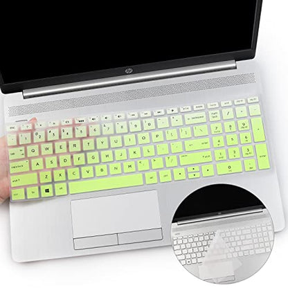 2PCS Keyboard Cover Compatible with HP Envy x360 15.6" Series /2020 2019 HP Pavilion 15 HP Pavilion x360 15.6" Series/HP Envy 17 17.3" Series/HP Laptop 15t 17t 17-ca0011nr-by0040nr - color: GradientGreen+Clear