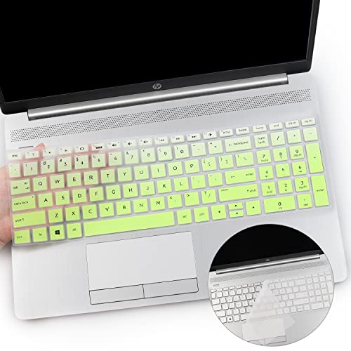 2PCS Keyboard Cover Compatible with HP Envy x360 15.6" Series /2020 2019 HP Pavilion 15 HP Pavilion x360 15.6" Series/HP Envy 17 17.3" Series/HP Laptop 15t 17t 17-ca0011nr-by0040nr - color: GradientGreen+Clear