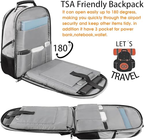 LTINVECK Travel Laptop Backpack,Extra Large Backpack for Men,Big 17 Inch Computer bag Tech Backpack - color: Full Grey