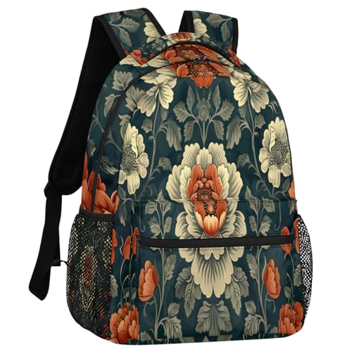 Flower Vintage Backpack for Women Men Shoulder Computer Laptop Adults Backpack Floral Sports Hiking Gym Workout Travel Casual Daypack - color: Multicolor 17