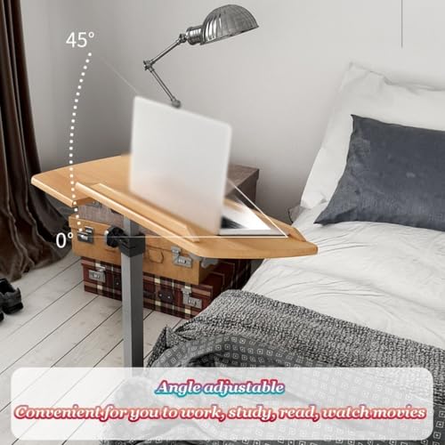 Adjustable Height Standing Table, Removable Lifting Laptop Desk, Movable Sofa Side Table, Angle Adjustable Desk/Easy to Install(Natural) - color: Natural
