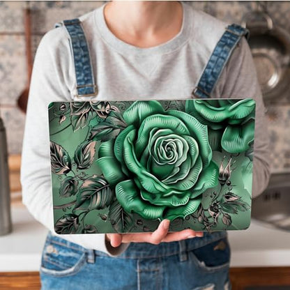 Universal Laptop Skin Sticker with 2 Wrist Pad Skins, Waterproof Scratch Resistant Vinyl Laptop Cover Decal, Cut to Fit for 11–15.6 Inch MacBook HP Dell Lenovo, Green Rose - color: Green Rose