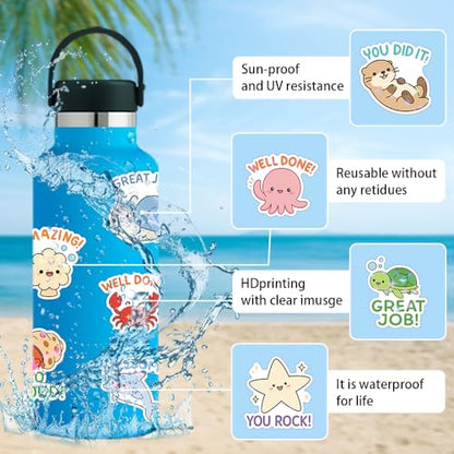 200 Pcs Cute Animal Stickers Bulk.Inspirational Stickers Packs for Boys Adults Teens Girls.Waterproof Vinyl Kawaii Sticker for Laptop, Classroom, Phone Case, Luggage, Cups (Teacher Reward Stickers) - color: Teacher Reward Stickers