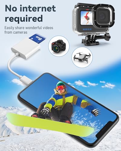 USB-C SD Card Reader, Dual Slot SD/MicroSD Adapter for iPhone 17/16/15 | Compatible with iPad & Laptop • Trail Camera Viewer • Plug & Play • Supports SD/MicroSD Cards • Photo & Video Transfer
