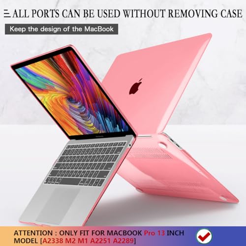 CISSOOK for MacBook Pro 13 Inch Case Pink M2 A2338 M1 A2251 A2289 | Hard Shell Case with Keyboard Cover Screen Protector for MacBook Pro 13 2025-2020 Released with Touch Bar -Clear Pink - color: Clear Pink