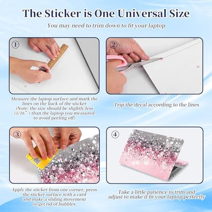 Universal Laptop Protective Skin,Trim-to-Fit Vinyl Sticker for 13–16 Inch Laptop,MacBook,Tablet & Notebook,Scratch-Proof Waterproof Cover,Pink Glitter Sequins - color: Pink Glitter Sequins