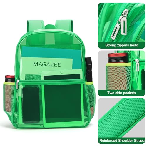 Clear Backpack Heavy Duty TPU Transparent Backpack for Sports,Work,Security Travel.(Green) - color: Green