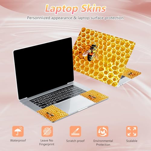 Laptop Skin Sticker Decal 12" 13" 13.3" 14" 15" 15.6",Waterproof Scratch Resistant Vinyl,Reusable Easy to Apply,for MacBook HP Dell Notebooks Netbooks Laptop,2 Wrist Pads,Cute Bee Golden - color: Cute Bee Golden