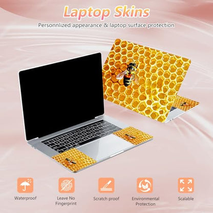 Laptop Skin Sticker Decal 12" 13" 13.3" 14" 15" 15.6",Waterproof Scratch Resistant Vinyl,Reusable Easy to Apply,for MacBook HP Dell Notebooks Netbooks Laptop,2 Wrist Pads,Cute Bee Golden - color: Cute Bee Golden