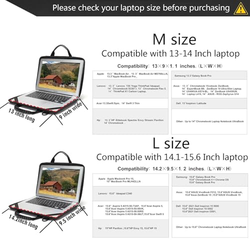 Laptop Case Hard Shell Bag,14.2-15.6 Inch, Laptop Sleeve Compatible with MacBook Air/Pro 13/Pro 14,HP Dell Acer, Laptop Travel Case,Computer Bag Carrier Protective with Shoulder Strap & Webcam Cover - size: 14.2-15.6 inch