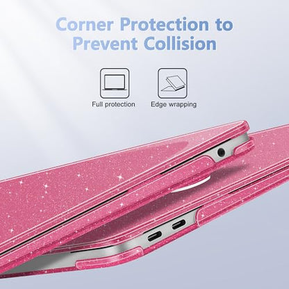 May Chen Compatible with MacBook Air 13 inch Case 2021 2020 2019 2018 Release Model: M1 A2337 A2179 A1932, Plastic Hard Shell Case for Ma Air 13 inch with Retina Display Fits Touch ID, Peach Glitter - color: Peach Glitter