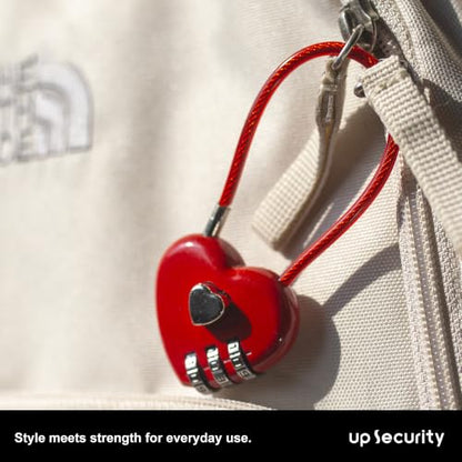 Small Combination Padlock, Cable Locks with Combination, Cute Padlock with Number, Combo Cable Lock for Luggage, Suitcase, Gym Locker, Backpack Zipper, Bag, Toolbox, Helmet, Travel Safe - color: Red, 2-Pack, size: 5 inch (12.7 cm) Cable）
