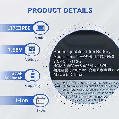 JOTACT L17C4PB0 (7.68V 45Wh 5928mAh) Laptop Battery Compatible with Flex 6-14IKB 14ARR 530S-14ARR 530S-14IKB 530S-15IKB Series L17M4PB0 L17C4PB2 L17M4PB2 5B10Q16066 5B10Q16067 5B10Q22883
