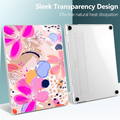 Batianda Case for Microsoft Surface Laptop 13 inch 2025 2026, Pink Stamens | Fits Model 2095, Artistic Patterns Ultra-Slim Lightweight Scratch-Resistant Hard Shell with Professional Protection - color: Pink stamens