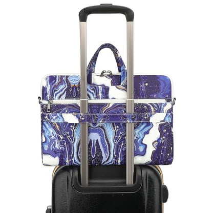 DACHEE Laptop Shoulder Bag for 15 Inch/15.6 Inch Macbook Pro - color: Royal Blue Marble Shoulder