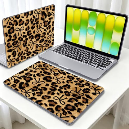 Leopard Print Hard Case for 2026 MacBook Neo 13" A18 Pro Chip A3404 | Brown Cheetah & Bow Design. Sweet Meets Wild. 5-in-1 Kit Included. Perfect for Students, Office & Travel. Not for Air/Pro 13" - color: Leopard Print & Bow
