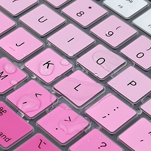 ProElife Keyboard Cover Skin for MacBook Air 13/15 Inch M5 M4, Ombre Pink | US Enter, Ultra Thin (0.26 mm), Silicone Protective Skin, Easy to Apply, Washable & Reusable, Dust-proof, Precision Molded - color: Ombre Pink
