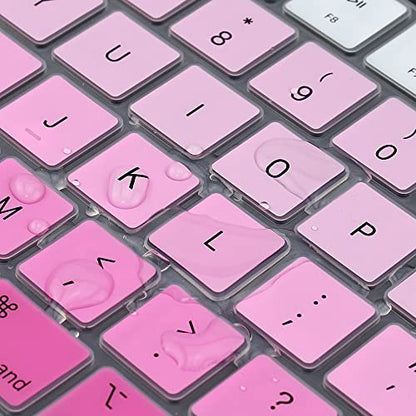 ProElife Keyboard Cover Skin for MacBook Air 13/15 Inch M5 M4, Ombre Pink | US Enter, Ultra Thin (0.26 mm), Silicone Protective Skin, Easy to Apply, Washable & Reusable, Dust-proof, Precision Molded - color: Ombre Pink
