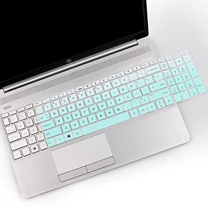 2PCS Keyboard Cover for HP Laptop 15.6 15-dw 15-dy 15-ef 15-da/db 15t-dy200 15t-dw300 15-dy2703dx, 17.3 HP Laptop 17-by 17t-by500 17-by4061nr by1053dx, Envy x360 15m-dr/ds 17-bs/bw,Spectre x360 15-EB - color: MintGreen+Clear
