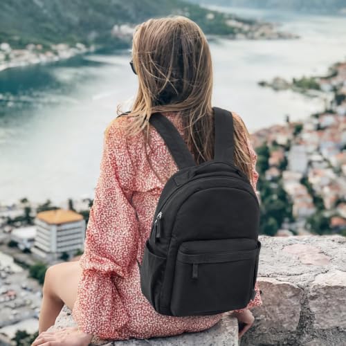G4Free Small Backpack for Women, lightweight Daypacks for Travel School | Water-resistant Nylon backpack, fits 13.3" laptop, Multi-pockets, Trolley strap, Comfy padded straps - color: Black