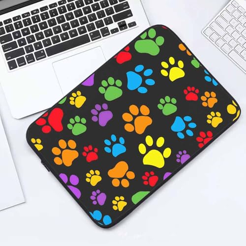 Laptop Sleeve Bag 15.4 15.6 Inch,Colorful Dog Paw Print Protective Polyester Computer Cases Laptop Cover Briefcase Bag Tablet Travel Cover - color: LPS-019