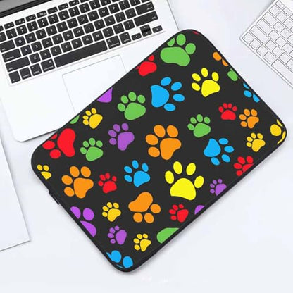Laptop Sleeve Bag 15.4 15.6 Inch,Colorful Dog Paw Print Protective Polyester Computer Cases Laptop Cover Briefcase Bag Tablet Travel Cover - color: LPS-019