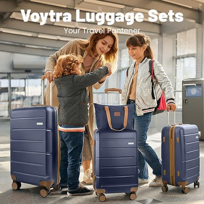 3-Piece Luggage Set with 20” Carry On Luggage 22x14x9 Airline Approved, Hardside Suitcase with Spinner Wheels & TSA Lock, Travel Suitcase for Business Trips & Weekend Getaways (Navy) - color: Blue, size: 3 Piece Set (20/DB/TB)