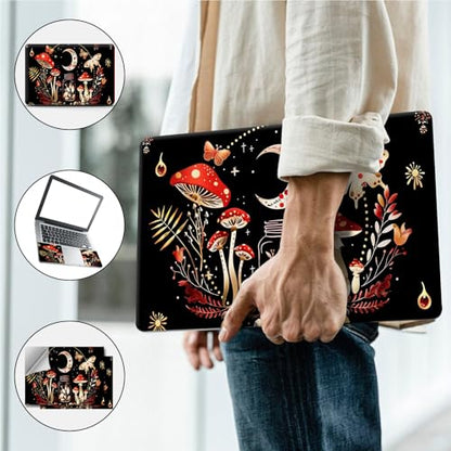 Universal Laptop Skin, DIY Cut-to-Fit Vinyl Cover Compatible with HP, Dell, Lenovo, Mac (13.3" to 15.6"), Anti-Scratch, No Residue & Bubble-Free Protective Decal Sticker, Boho Moon Mushroom - color: Boho Moon Mushroom
