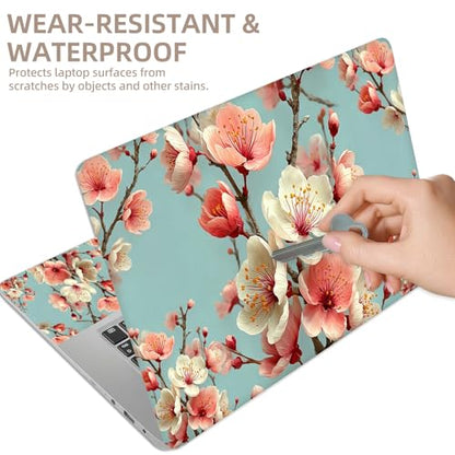 Universal Laptop Skin Sticker for 12/13/14/15.6 Inch Laptops, Reusable Vinyl Laptop Decal Cover, Waterproof Scratch Resistant Notebook Skin with 2 Wrist Pads,Delicate Cherry Blossoms - color: Delicate Cherry Blossoms