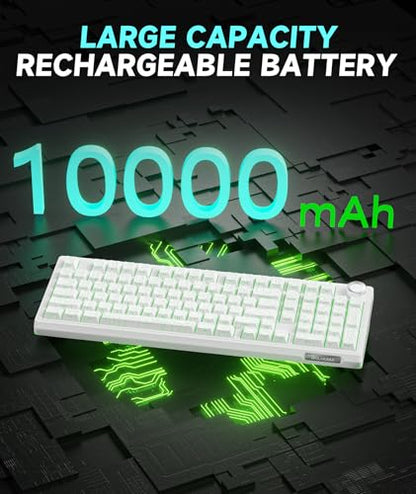 SOLAKAKA KI99 Pro 96% Wireless Mechanical Keyboard, RGB Gaming Keyboard, Hot-Swappable Pre-Lubed Switches, Gasket Structure Creamy Keyboards (Contour-Style White, Non-Silent Version) - color: Contour-Style White, size: Non-Silent Version
