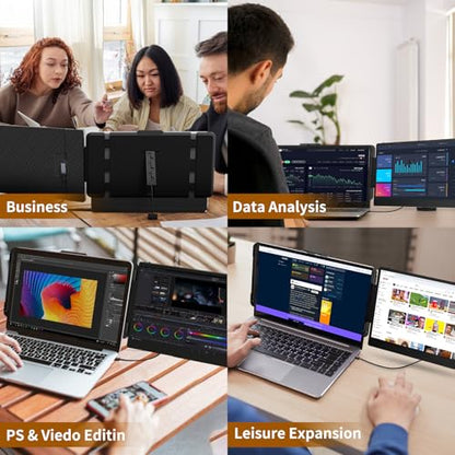 ROYY Laptop Screen Extender, 14" Portable Laptop Monitor FHD 1080P IPS, 180° Rotation Dual Screen, One Cable Plug & Play, Extra Compatible with Windows/Mac/Android/Switch/PS Fits 13"-17" Laptops - size: 14" Screen Extender