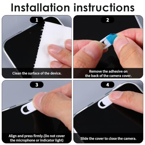 60 Pcs Phone Camera Cover Slide,Ultra-Thin Front Camera Cover for Phone | Cameras Blocker For Phone,Laptops & Computers, 0.004 In ABS Webcam Blocker to Protect Privacy & Security (White)