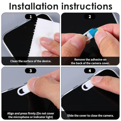 60 Pcs Phone Camera Cover Slide,Ultra-Thin Front Camera Cover for Phone | Cameras Blocker For Phone,Laptops & Computers, 0.004 In ABS Webcam Blocker to Protect Privacy & Security (White)