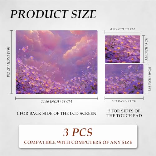 DEGDFSGR 12.1-15.6 Inch Universal Reusable Laptop Skin Sticker Decal, Waterproof Removable Protector for Notebook Cover, Scratch-Resistant Vinyl Cuttable Full Wrap Sticker, Purple Flower Galaxy - color: Purple Flower Galaxy