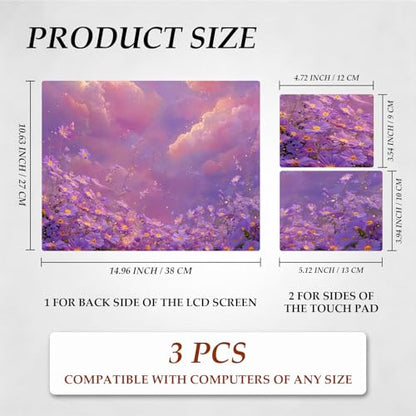 DEGDFSGR 12.1-15.6 Inch Universal Reusable Laptop Skin Sticker Decal, Waterproof Removable Protector for Notebook Cover, Scratch-Resistant Vinyl Cuttable Full Wrap Sticker, Purple Flower Galaxy - color: Purple Flower Galaxy