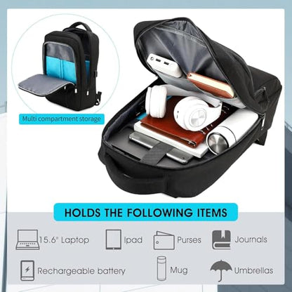 15.6 Inch Laptop Backpack for Travel Water Resistant College Backpack for Men Women Laptop Bag with USB Charging Port Business Backpack,Black