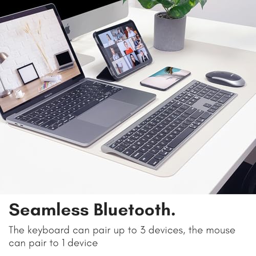 Macally Premium Bluetooth Keyboard and Mouse for Mac | Compatible Wireless Apple Keyboard and Mouse Combo (110 Keys Multi-Device Rechargeable) for MacBook Pro/Air and iMac - Space Gray - color: Space Gray