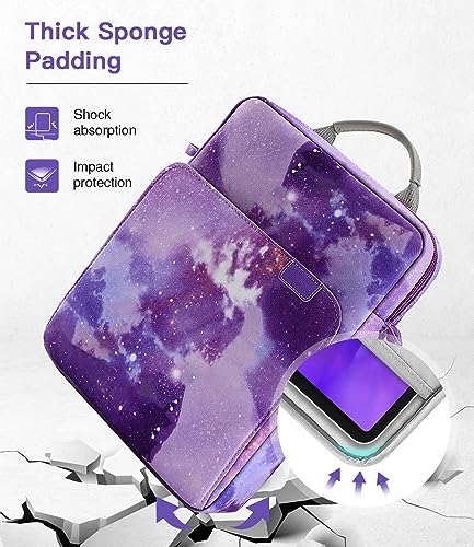 MoKo 9-11 Inch Tablet Sleeve Bag Handle Carrying Case with Shoulder Strap | Fits iPad Pro/Air/A16 11-inch, iPad 10th 10.9, iPad 9/8/7th 10.2, iPadAir 5/4th 10.9 and Tab S8/S9 11-inch, Purple Starry - color: Purple Starry Sky, size: 9-11 inch