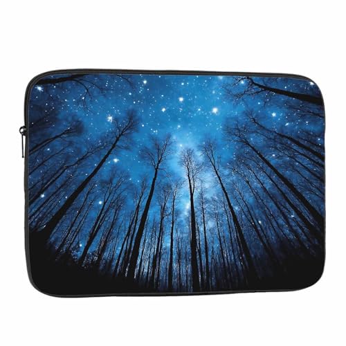 Laptop Sleeve Bag 15.4 15.6 Inch,Trees Starry Night Sky Star Blue Protective Polyester Computer Cases Laptop Cover Briefcase Bag Tablet Travel Cover - color: LPS-009
