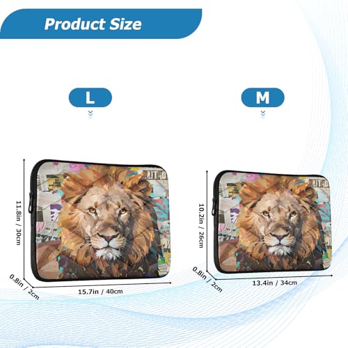 Lion Art Waterproof Laptop Sleeves 14-16 Inch Padded Quilted Laptop Protector Bag Notebook Case - color: lion art, size: Large