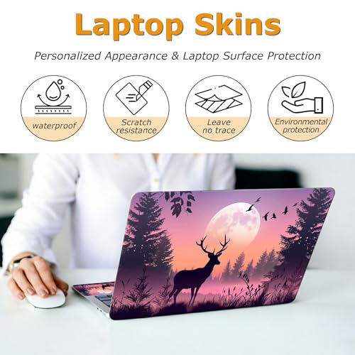 Universal Laptop Skin Sticker with 2 Wrist Pad Decals, 3-Piece Removable Vinyl Laptop Cover, Dree at Sunset Waterproof Anti-Scratch, Easy-Trim Fit for 13.3" 14" 15.6" Laptops - color: Dree at Sunset