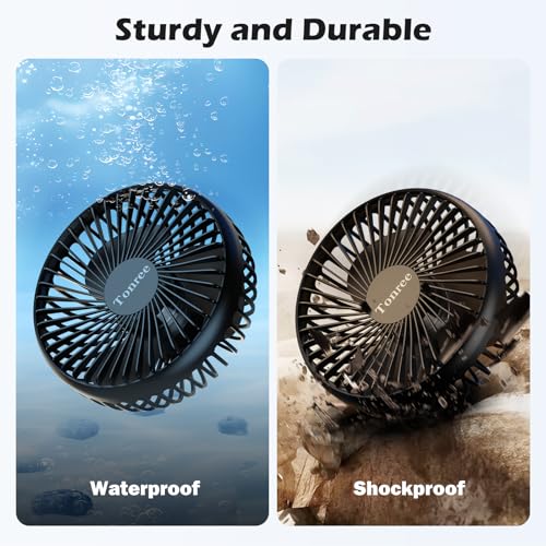 Golf Cart Fan, Portable USB Clip Fan for EZGO, Club Car, Yamaha, 3700rpm Hi-velocity and Low Noise, 3 Speed, 360° tilt, 10sec Quick Mount, Waterproof, for Travel Camping Outdoor Car Home RV
