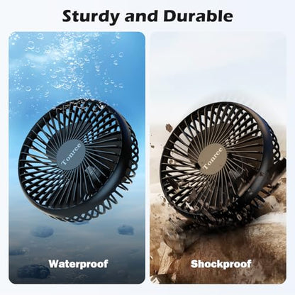Golf Cart Fan, Portable USB Clip Fan for EZGO, Club Car, Yamaha, 3700rpm Hi-velocity and Low Noise, 3 Speed, 360° tilt, 10sec Quick Mount, Waterproof, for Travel Camping Outdoor Car Home RV