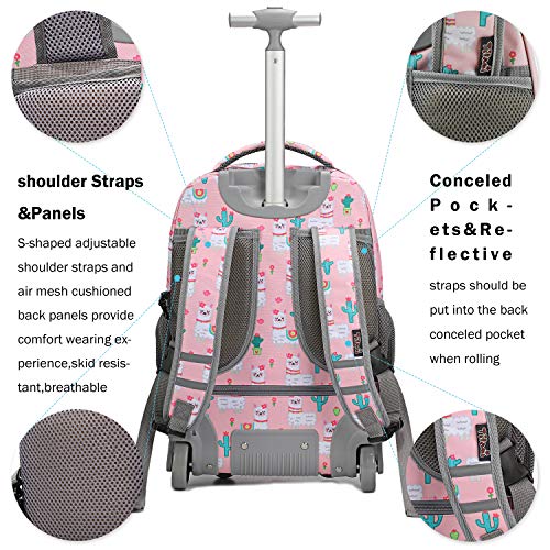 Tilami Rolling Backpack 19 inch with Lunch Bag Wheeled Laptop Backpack, Alpaca - color: Alpaca
