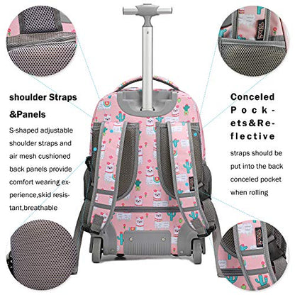 Tilami Rolling Backpack 19 inch with Lunch Bag Wheeled Laptop Backpack, Alpaca - color: Alpaca