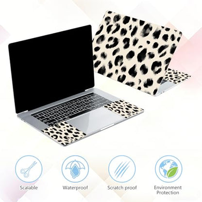 Laptop Skin Sticker Decal 15-15.6 Inch with Cute Mouse Pad, Universal Reusable Vinyl Sticker for 12.1 13 13.3 14 15.4 Inch Netbook and Notebook PC, Brushstroke Leopard Print - color: Brushstroke Leopard Print