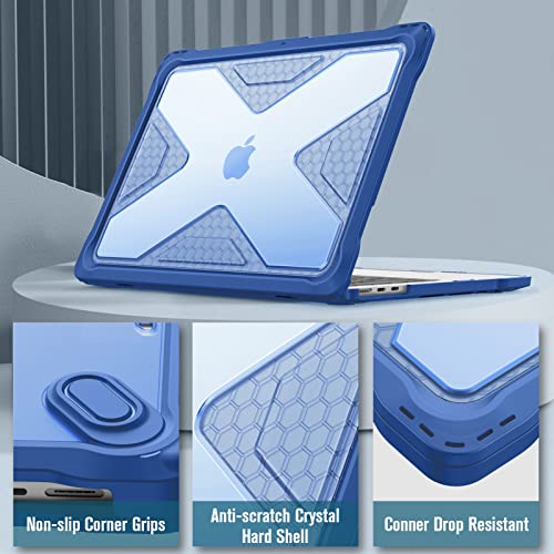 Fintie Case for MacBook Air 13.6 Inch A3449 A3240 A3113 A2681 (2022 2023 2024 2025 2026 Release) - Heavy Duty Rugged Hard Shell Case Cover for MacBook Air 13 Inch M2 M3 M4 M5 Chip, Blue - color: Blue
